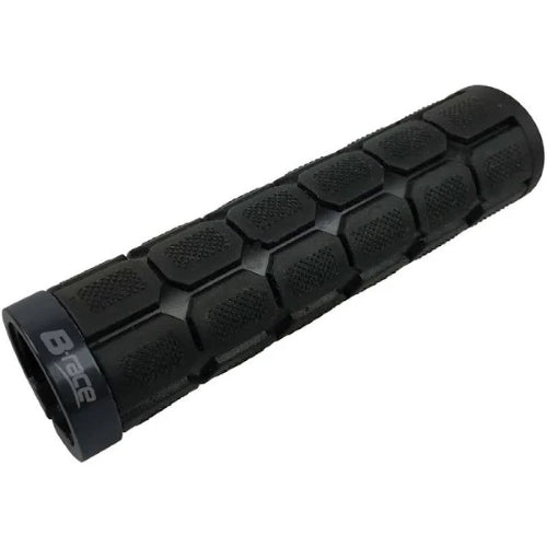 Manopole B-Race in gomma nere con collarino in alluminio nero