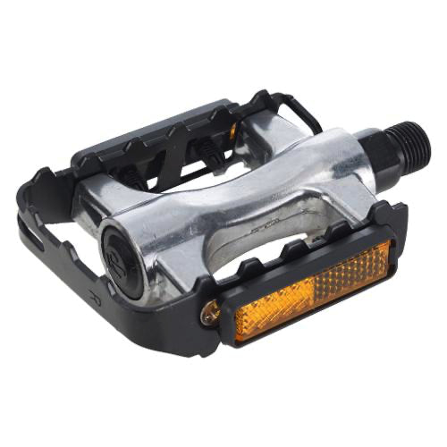 Pedali MTB alluminio con catarifrangente silver/nero