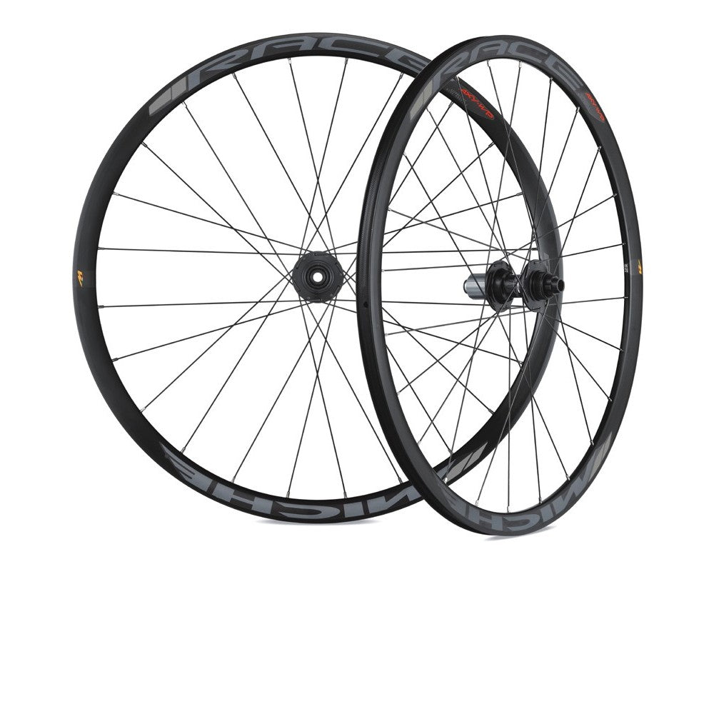 Set di ruote da strada Miche Race DX profilo largo Bolt Thru Disc nere