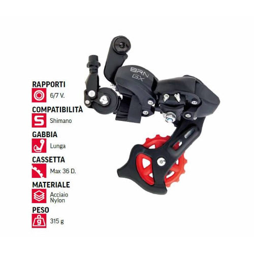 Cambio BRN GX 6/7v gabbia lunga con puleggia