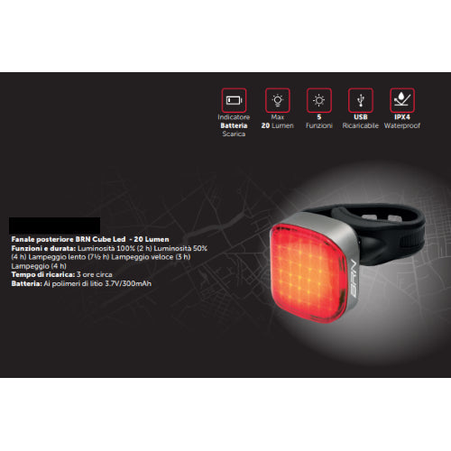 Fanale Posteriore BRN Cube Led – 20 Lumen