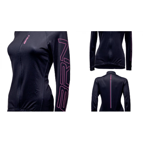 Maglia BRN Donna Felpata Nera/Fucsia