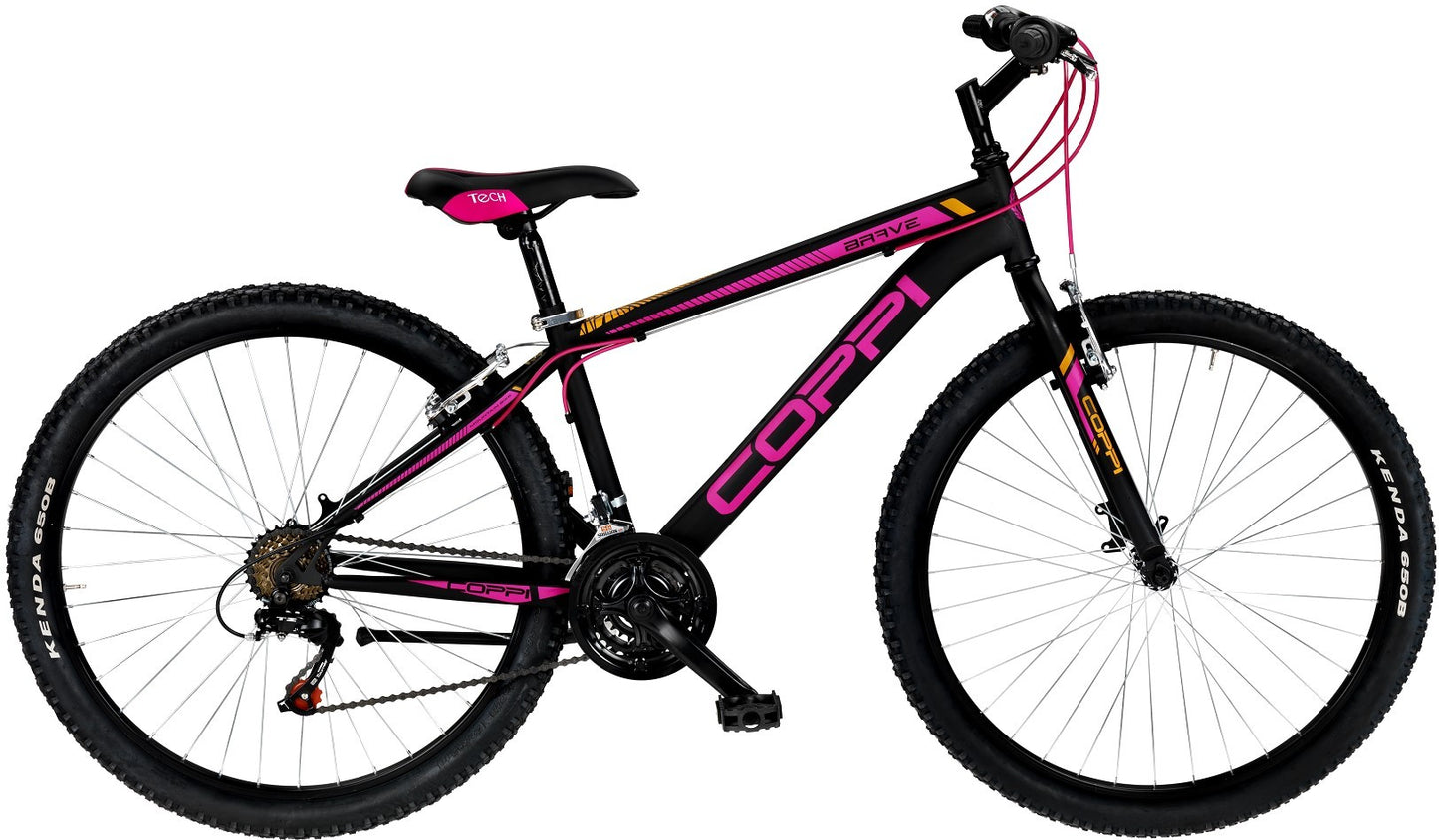 Mountain Bike Donna Coppi Brave 27.5" 21v acciaio nero/fucsia