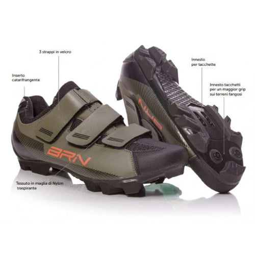 Scarpe MTB BRN 3 Strappi Verdi